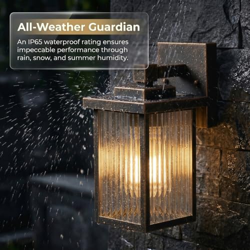 2 Pack Black Brush Gold Porch Light