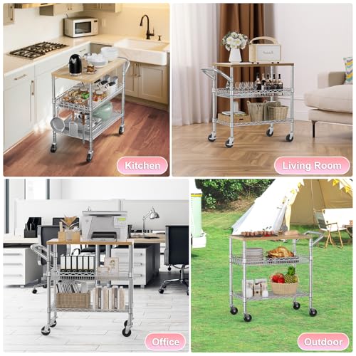 3 Tier Rolling Kitchen Carts with Wheels