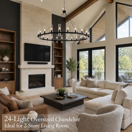 70" Black Wagon Wheel Chandelier