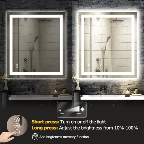 36"X32" LED Bathroom Mirror with Lights