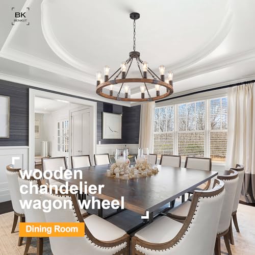 Farmhouse Wagon Wheel Chandelier 31" 12