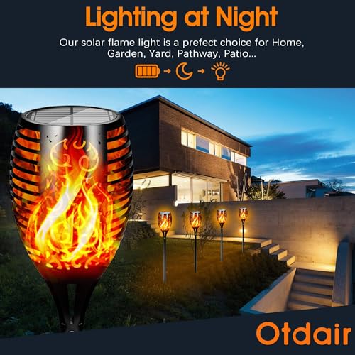 43" Solar Torch Lights Outdoor with Flickering Flame for Halloween (4 Count)