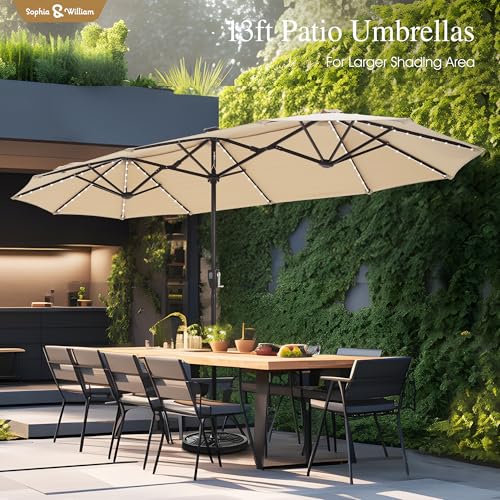 13ft Outdoor Patio Umbrella with Solar Lights