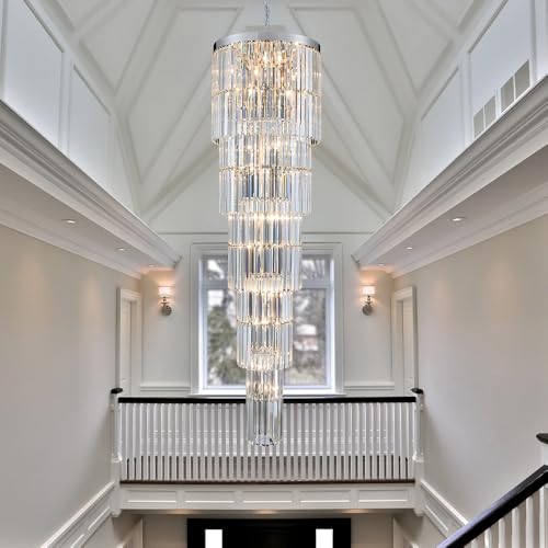 Luxury Modern Long Staircase K9 Chandeliers Silvery Top Design 10