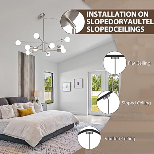 Modern Chandelier Light Fixture Brushed Nickel Sputnik Chandelier 10 (10 Count)