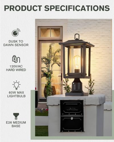 19Inch Dusk to Dawn Outdoor Post Lights