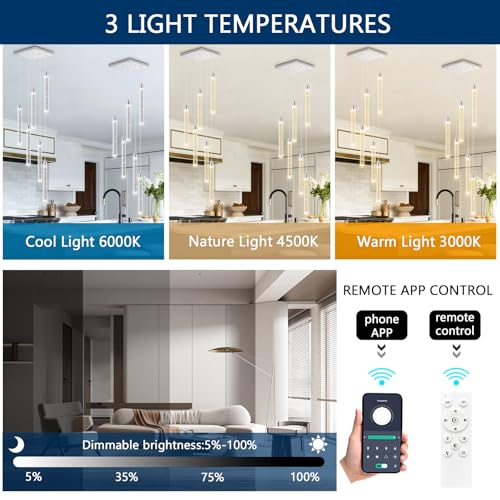 Modern Crystal Pendant Lights for Kitchen Island Mini Chandelier LED Dimmable Ceiling Handing Lighting for Dining Room Corridor 2700K 6000K