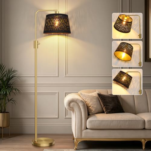 Upgraded】 Dimmable Gold Floor Lamp