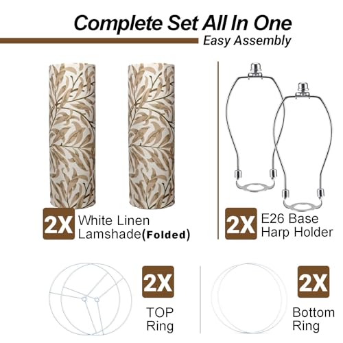 Yellow Leaf 13" Lamp Shades Set of 2 with Harps (2 Count)