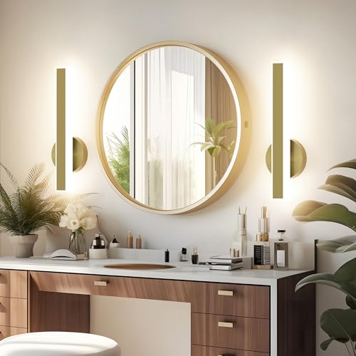 Gold Wall Sconce Hardwired Modern LED 18W Wall Sconce Set of Two