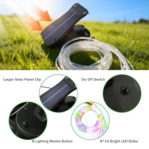 Patio Umbrella Solar Lights Outdoor 8 Strands with 8 Lighting Mode 152 LEDs