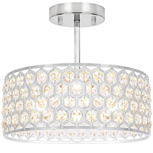 Chrome Crystal Ceiling Light Fixture
