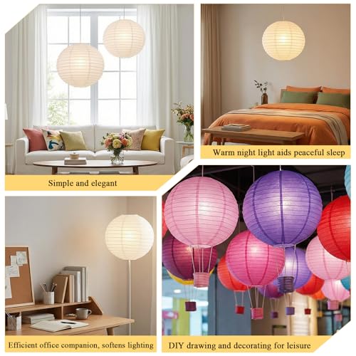 2Pcs Round White Paper Lantern Lampshade (2 Count)