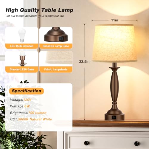 Bedroom Lamps for Nightstand (2 Count)