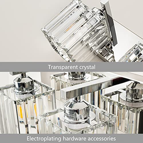 Modern 2 Light Chrome Crystal Bathroom Vanity Wall Light