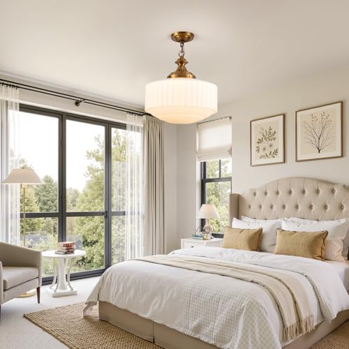Vintage Milk Glass Pendant Light