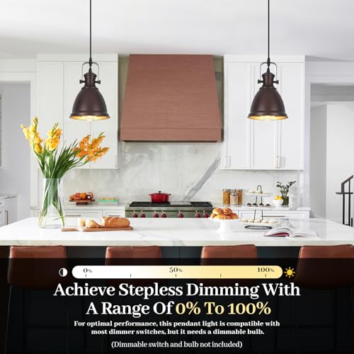 Brown Farmhouse Pendant Lights Kitchen Island 2 Packs (2 Count)