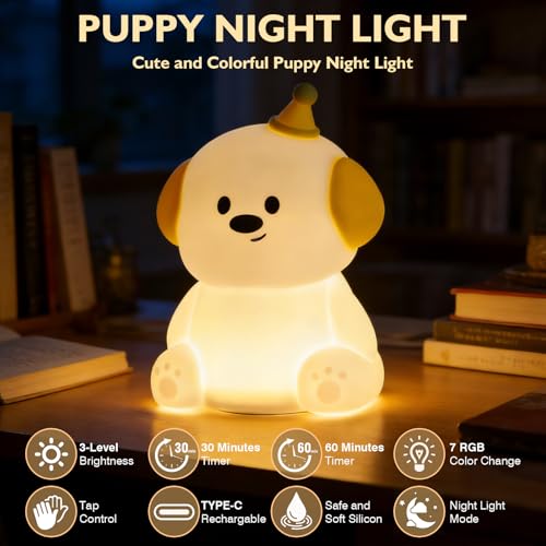 Puppy Silicone Night Light for Kids Baby (100 Count)