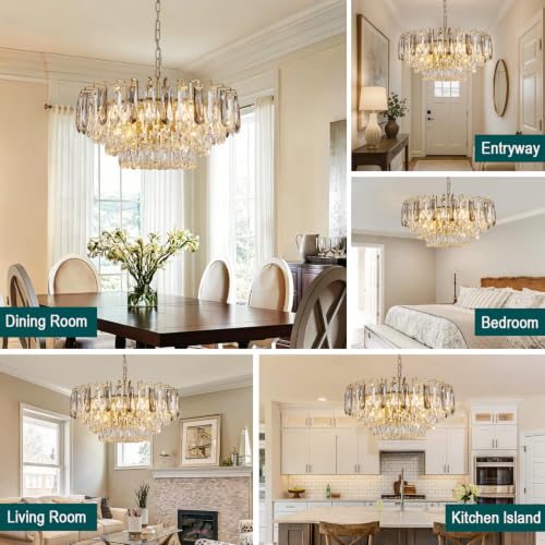 Gold Round Crystal Chandelier