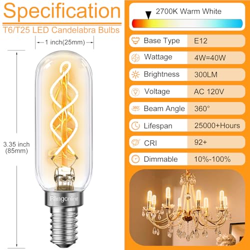 6 Pack Dimmable E12 LED Edison Candelabra Bulbs 40 Watt (6 Count)