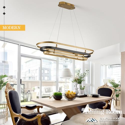 3 Ring LED Chandelier Modern Chandeliers Black Gold Brass Dimmable 39''
