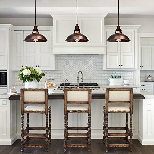 Industrial Barn Pendant Light Farmhouse Hanging Lighting Small Chandelier Fixture 10.6in Vintage Ceiling Lamp for Kitchen