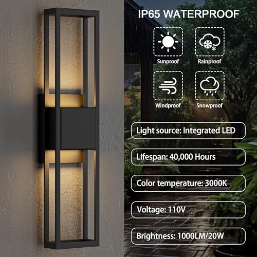 27.5 Inch Modern Outdoor Wall Light 3000K 1000LM 20W Integrated LED