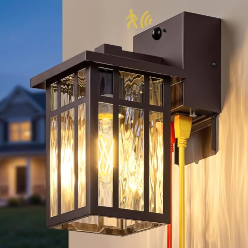 Motion Sensor Outdoor Wall Light with GFCI Outlet