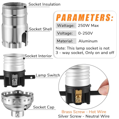 4 Pack UL Listed E26 Lamp Socket Replacement (4 Count)