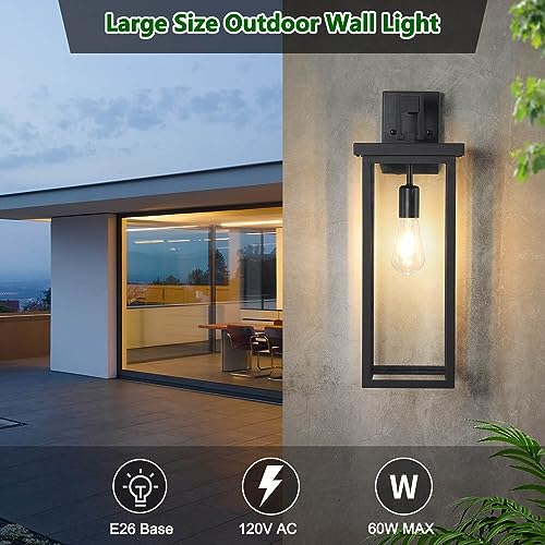 20'' Large Black Outdoor Wall Lights Exterior Lantern Sconce for Porch