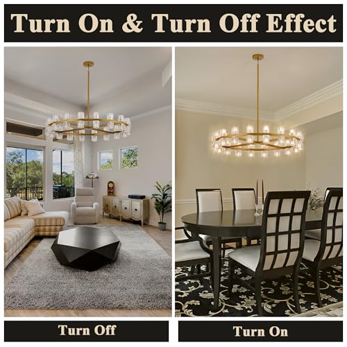 36 Inch Gold Crystal Wagon Wheel Chandelier