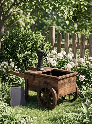 Carbonized Wood Outdoor Freestanding Fountain