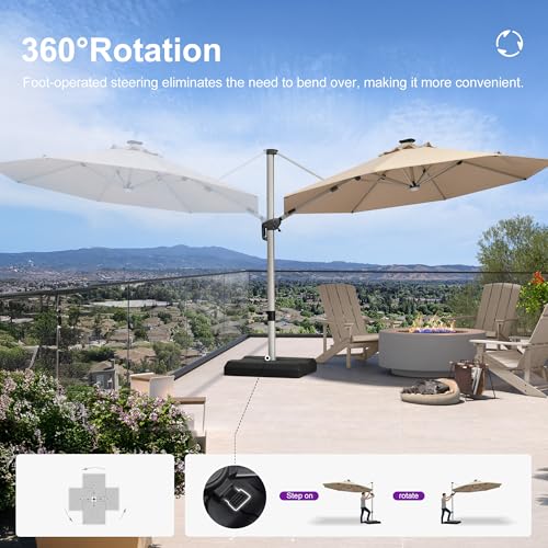 Patio Umbrella with Base Included 11ft Solar LED Light