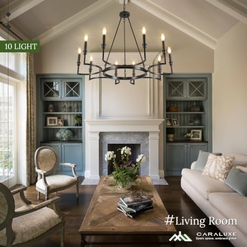 10 Light Candelabra Chandelier Living Room Black Chandeliers 39in