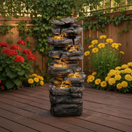 Outdoor Water Fountain with 5 LED Lights