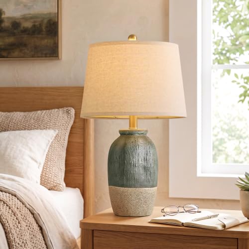 22.5" Green Ceramic Table Lamps for Bedroom