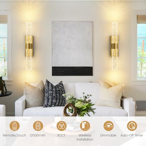 Battery Operated Wall Sconces Set of 2
