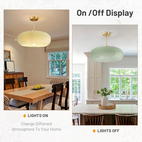 Milk Green Ceiling Light 15.7″Large Mid Century Modern Light Fixture