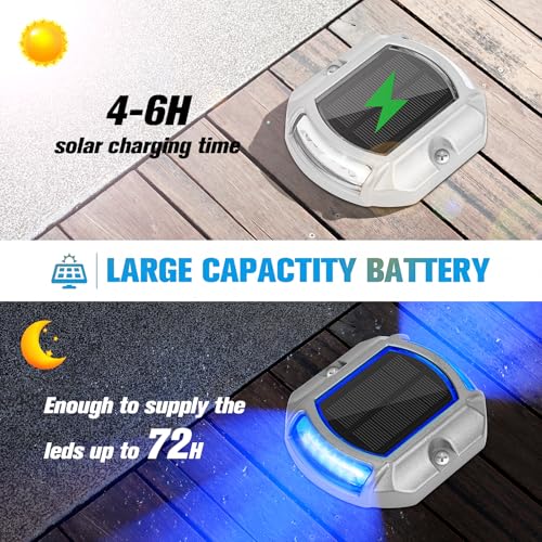 Solar Driveway Dock Deck LED Outdoor Lights 2 Colors Modes 4 Pack (4 count)
