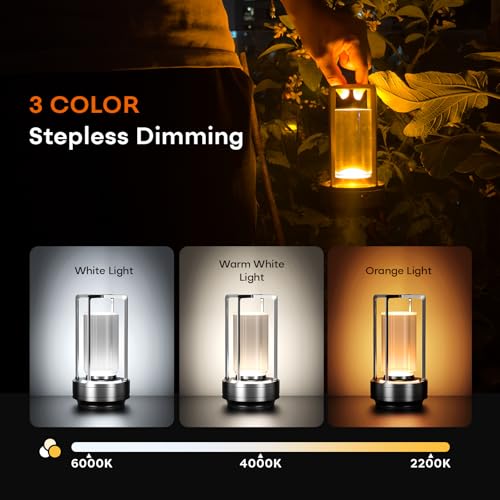 Rechargeable Cordless Small Metal Table Lamp (2 Count)