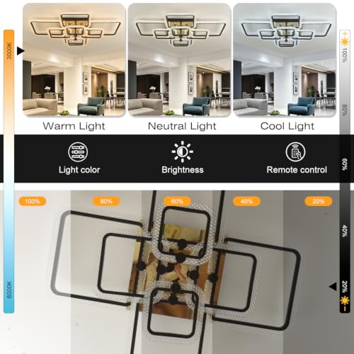 Black Square LED Ceiling Fixture