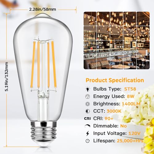 12 Pack Vintage LED Edsion Bulbs 100W Equivalent (12 Count)