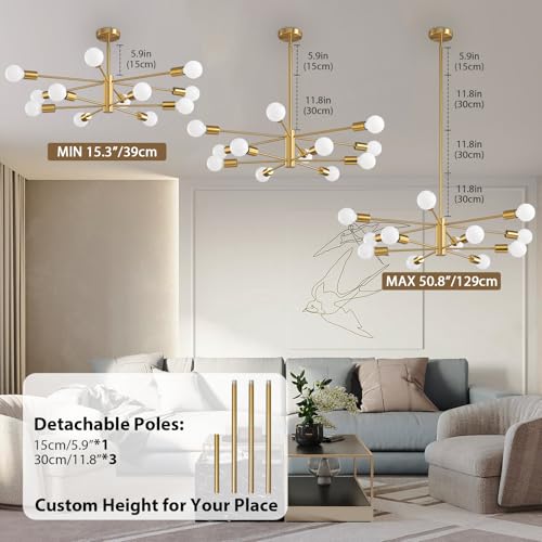 Modern Sputnik Chandelier Ceiling Light Fixture 12