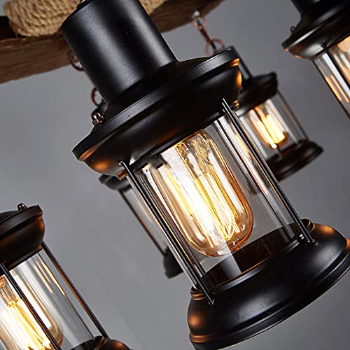 Retro Farmhouse Wood Chandelier