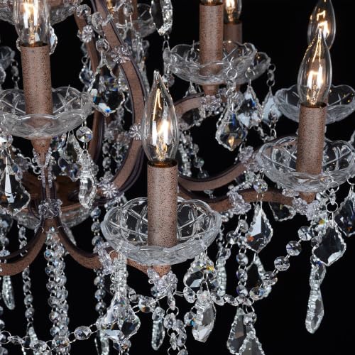 Modern Crystal Chandelier Light Fixture 15 Lights Vintage Rustic Maria Theresa Chandeliers for Dining Living Room