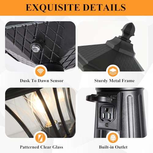 Outdoor Lamp Post Lights with Outlet