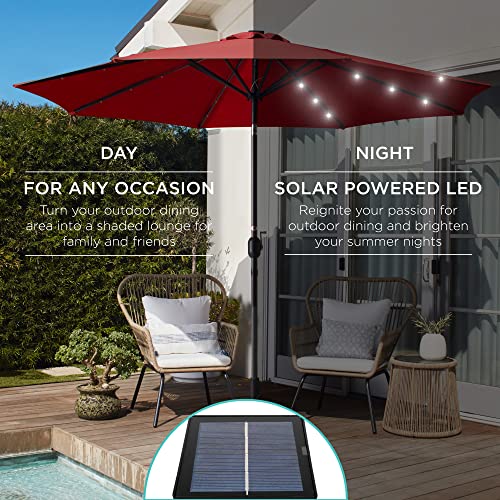 10ft Solar Polyester LED Lighted Patio Umbrella w (10 Feet)