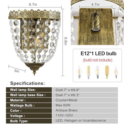 Crystal Wall Sconces Set of Two (2 Count)