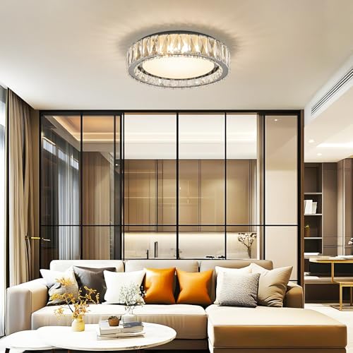 Dimmable Crystal Flush Mount Ceiling Light