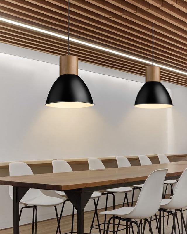 Solid Wood Metal Pendant Light Fixtures